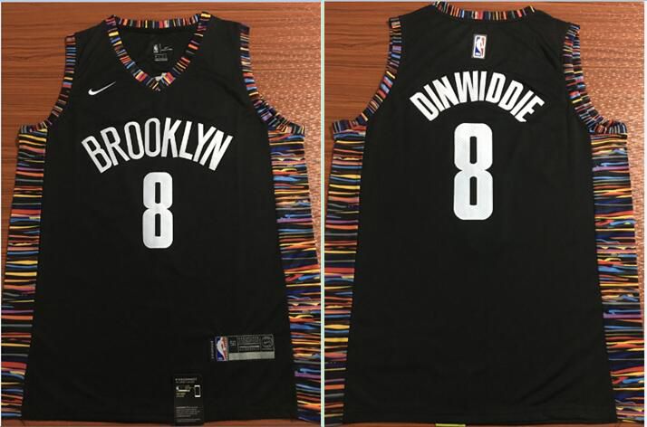 Men Brooklyn Nets #8 Dinwiddie Black Nike Game NBA Jerseys